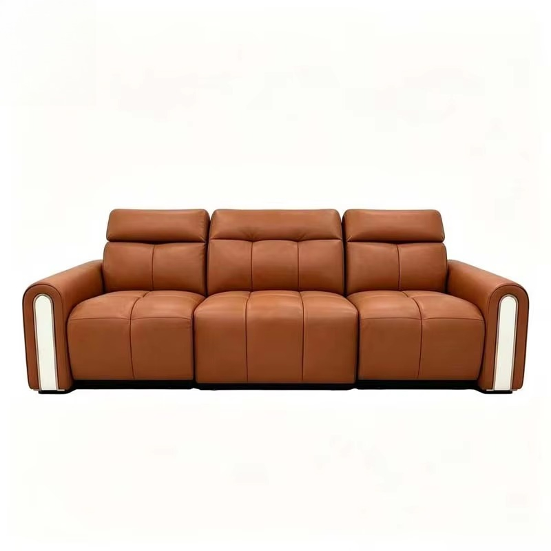 Home.Cinema Orange - Homecinema Oranje Lederen Relaxfauteuil 3-zits met