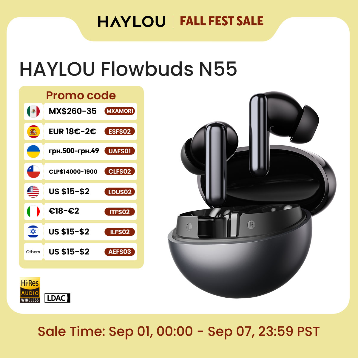 Home Cinema Headphones - HAYLOU Flowbuds N55 draadloze oordopjes 54dB