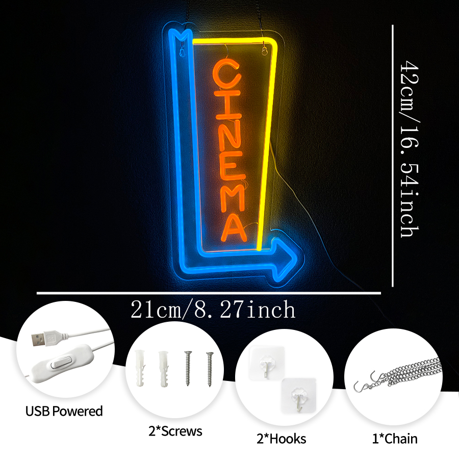 Cinema Arrow LED Neon Sign USB - Home.Cinema Orange recensie en prijs